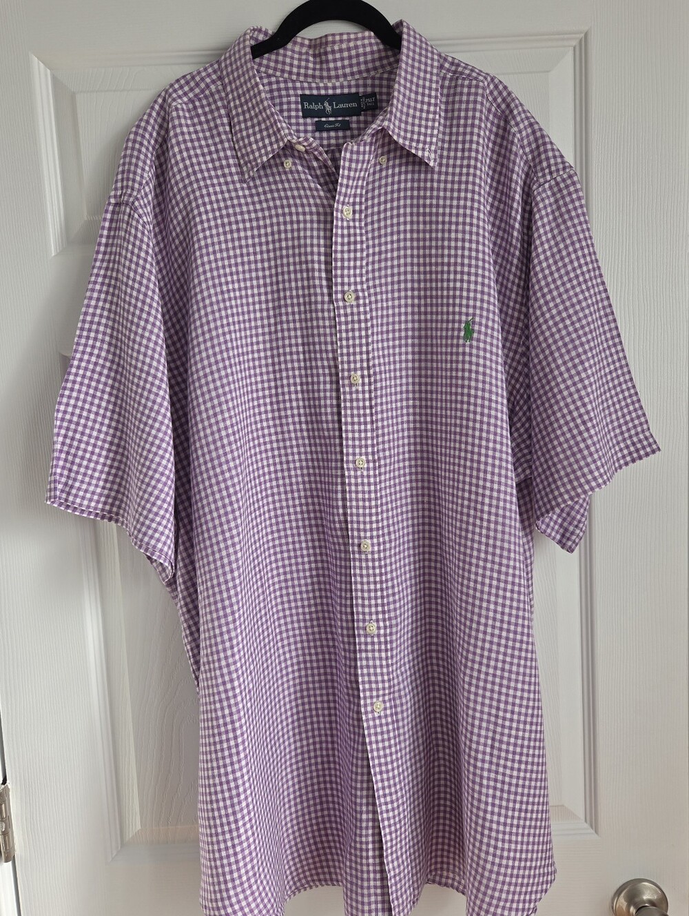 Ralph Lauren Classic Fit Purple Gingham Short-Sleeve Button-Down Shirt